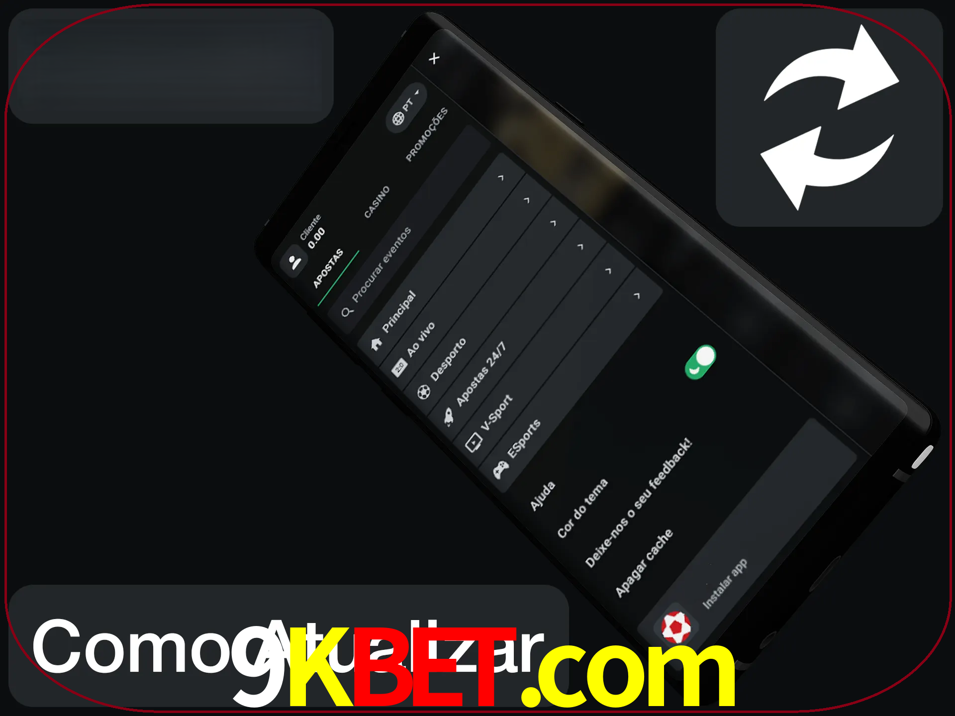 O aplicativo é atualizado automaticamente quando você faz o login.